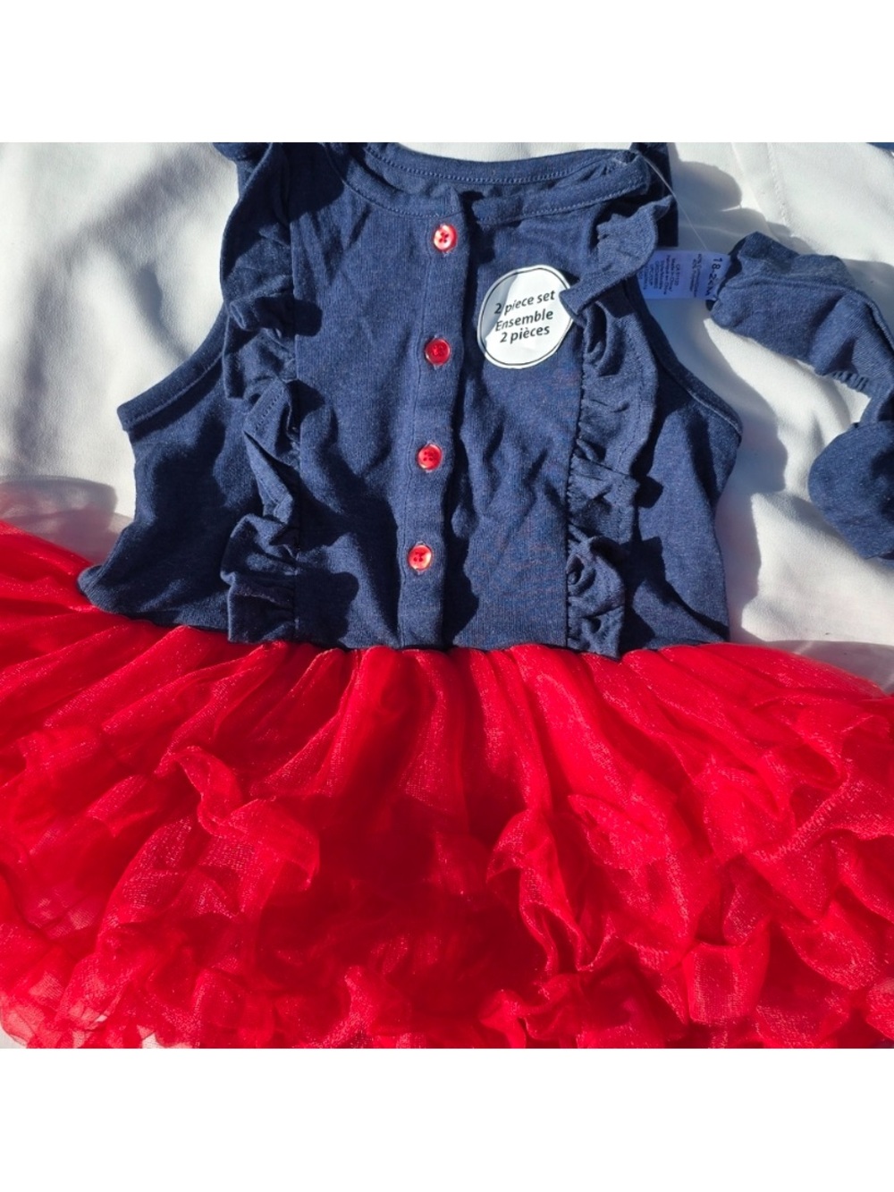 Navy and Red Ruffle Tutu Dress for Girls - 2 Piece Set